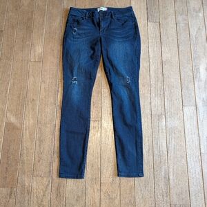 Women's Cabi Dusk Destructed Dark Blue Skinny Jeans Size 8